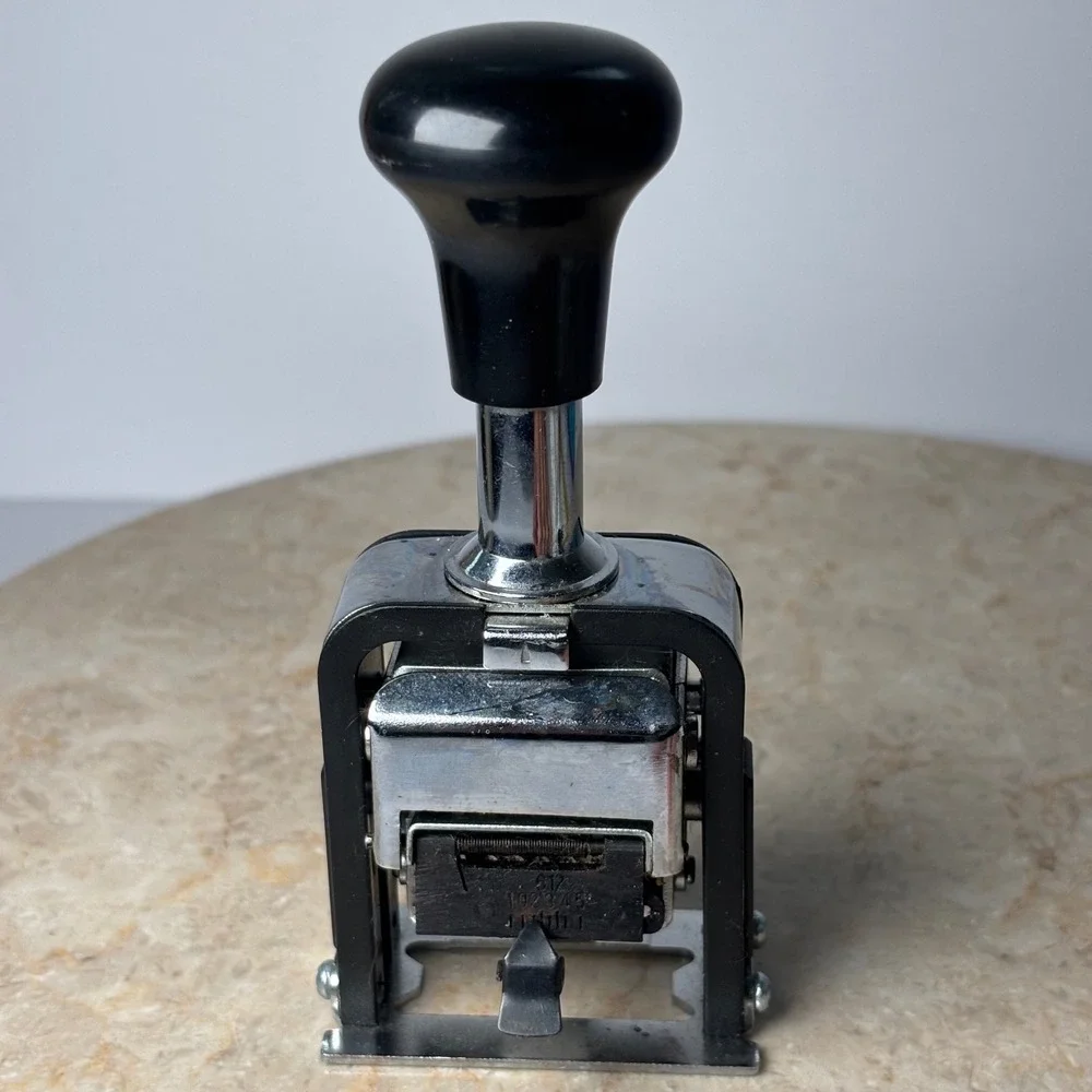 Cosco Automatic Numbering Machine Stamp 6‎ Wheel Metal Silver Black Office